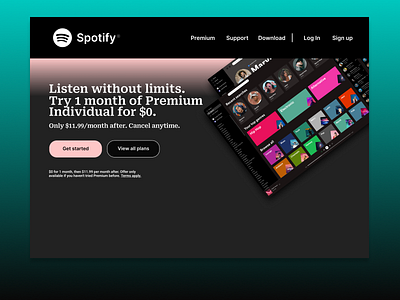 Challenge #003 : Spotify Landing Page #DailyUI app autolayout branding dailyui dashboarddesign design desktop app ecommerce logo minimalism spotify typography ui uidesign uiux ux