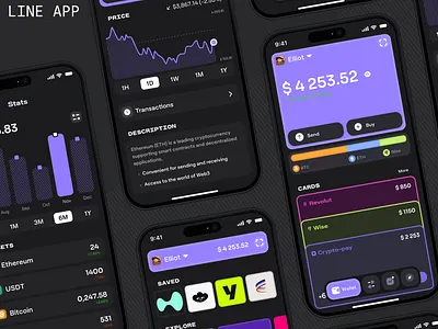 Line Crypto Wallet App app crypto design figma design finance app home screen product design ui ux waller