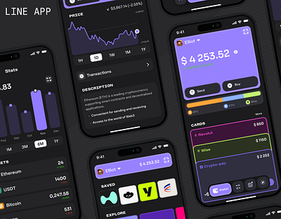 Line Crypto Wallet App app crypto design figma design finance app home screen product design ui ux waller