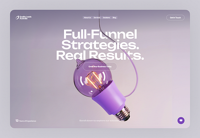 Illuminating Full-Funnel Strategies: Modern Hero UI Design 3d app branding design graphic design hero landing page ui web