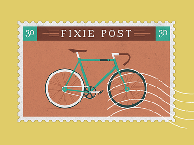 Fixie Stamp bike boho city fixie hipster icon logo paris parisian post postal stamp vinslev vinslëv vintage vélo