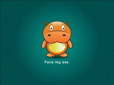 Face my ass animal ass character cute face hippo mascot monster pet