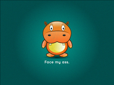 Face my ass animal ass character cute face hippo mascot monster pet