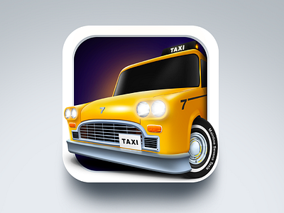 Taxi icon ios skeuomorphism yellow taxi