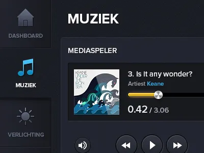 Menu active dashboard domotica dutch icons menu music player