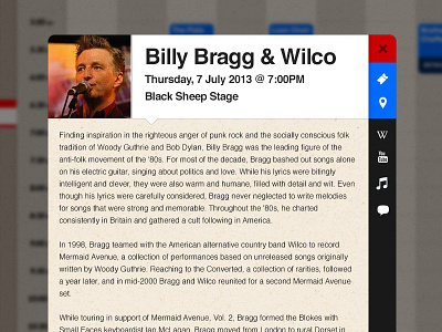 Updated Info Modal for Concert Lineup concert icons interface modal ui