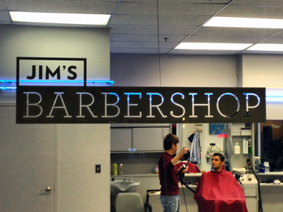 Jim's Barbershop Wordmark graphics identity logo vinyl