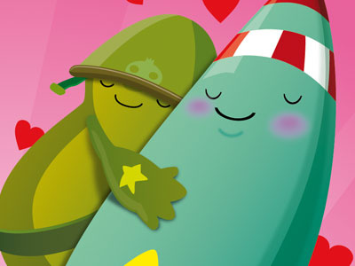 Valentine's Day atom bomb bubblearmy bubblefriends character design cute green military soldier vector