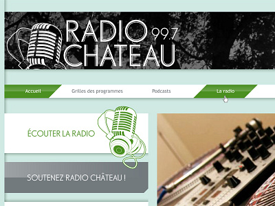 Radio Chateau france french green headphones micro music radio web design website