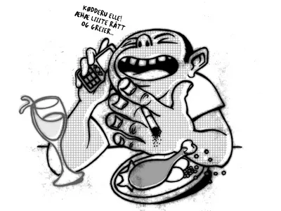 Spising caricature cigarette drinking eating food fun humor illustration loud talking vine