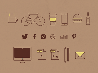 Day of a graphic designer beer bike burger coffee deezer designer dribbble facebook graphic designer illustrator imac instagram iphone mail pen pinterest twitter