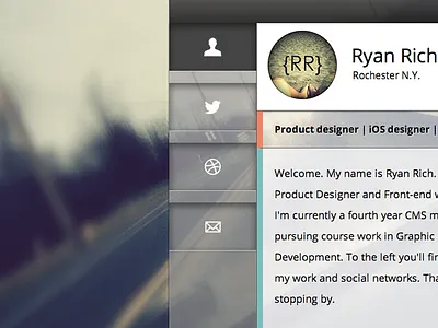 vCard black blue blurry debut gray green orange photo ui design vcard web design white