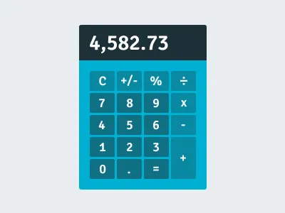 Flat Calculator blue clean flat grey interface minimalist simple ui white widget