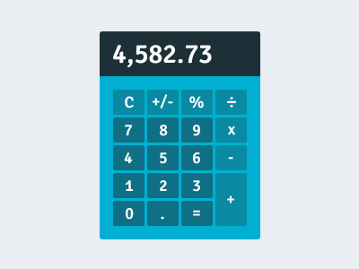 Flat Calculator blue clean flat grey interface minimalist simple ui white widget