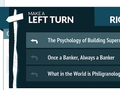 Left Turn arrow dropdown menu overlap signpost