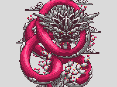 Pixelcoatl illustation mexican pixel art quetzalcoatl