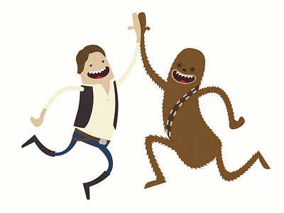 High five chewie han illustration star wars