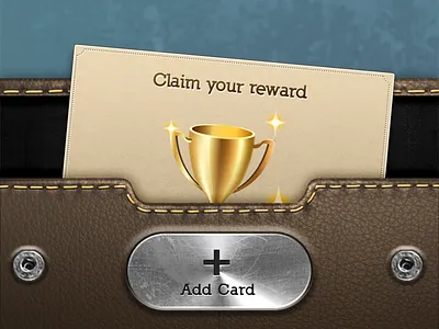 Leather Wallet Pocket app brown brushed button card cup iphone jeans leather loyalli loyalty metal pock reward stitches texture trophy ui ux wallet won