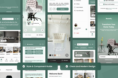 Roomify - Modern E-Commerce Furniture App augmented reality branding figma logo ui ux