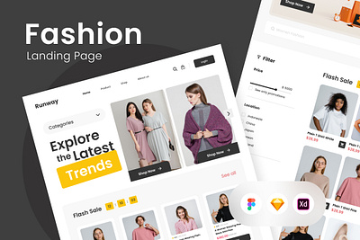 Runaway - Stylish Fashion Landing Page branding fashionable graphic design landing logo outfit site ui