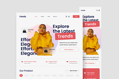 Clasify - Modern Fashion Landing Page branding fashionable graphic design landing outfit site trendy ui user wear website