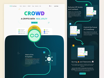 CROWD Token Landing Page animation branding campaign crypto landingpage nft prototype sale ui vector