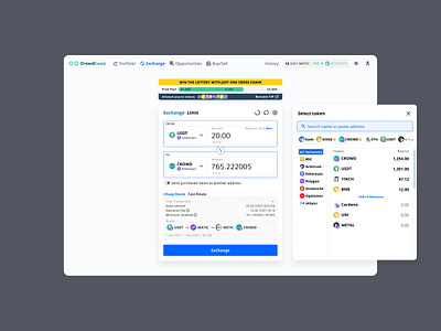 Swap Crosschain Crypto app branding crosschain crypto dapp dashboard defi exchange landingpage swap token trade ui wallet