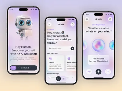 Arobix AI. Chat GPT-powered AI assistant ai ai app ai app design ai assistant ai chatbot animation app app animation application assistant chat chatbot chatgpt midjourney mobile mobile app modern app music ai ui ux