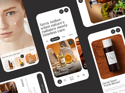 Natural Cosmetics Store App ai ai powered app beauti concept cosmetics cosmetics shop design eco mobile mobile app mobile design shop skincare ui uiux ux