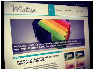 "Matise" WordPress Theme blog homepage layout mockup photoshop portfolio theme webdesign wordpress