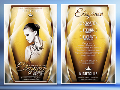 Elegance Flyer club elegance events fashion girls gold modern night professional