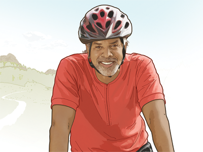 AARP Fitness aarp drawing editorial illustration magazine man pencil smile smiling soft edge