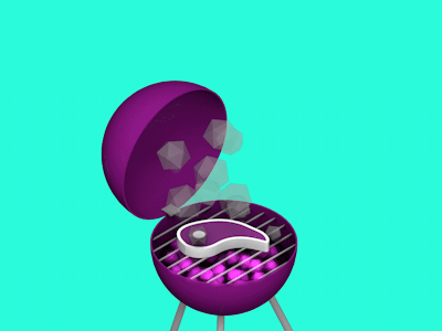 BBQ GIF 3d animated barbecue bbq c4d chop cook cooking fry gif grill heat hot low lowpoly poly pork primitives smoke steak