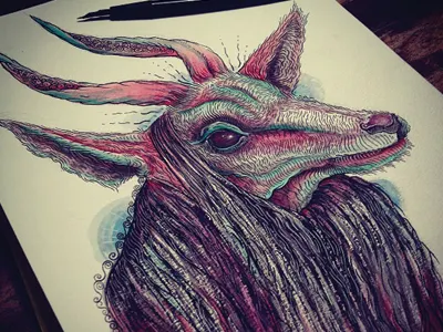 In it's natural habitat drawing illustration ink sketch watercolor