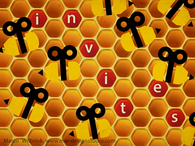 Invites for More Hunies bee beehive bees branding cells cs6 design designers feedback graphic hive honey honeycomb hunie hunieco hunies icons illustration illustrator invitation invite invites notification recruiting texture vector