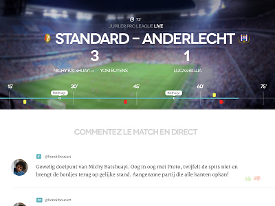 Live football timeline belgium clean football live minimalism modern ui real time soccer sport sports stadium timeline ui webdesign website