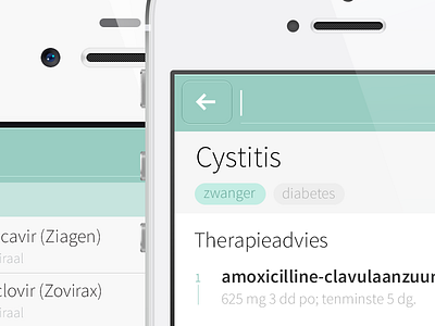 Cystisis app bright button flat iphone medical search ui