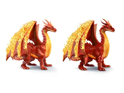 Red Dragon fantasy icons illustrations middle ages