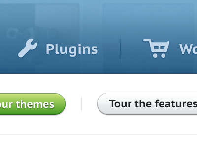 Themes UI blue button design glyphs green icons landing light page themes tumblr ui website white wordpress