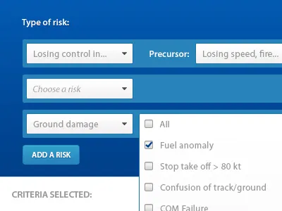 Type of risk blue button button dropdown dropdown menu form menu
