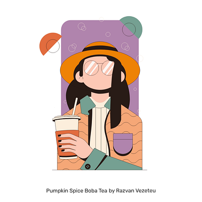 Pumpkin Spice Boba Animation | Character Motion Design 2d animation animation design graphic design illustration motion design motion graphics svg animation warm tones