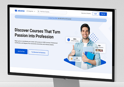 Eduverse - Online Courses | E-learning Website design graphic design landing page online courses ui uidesign ux