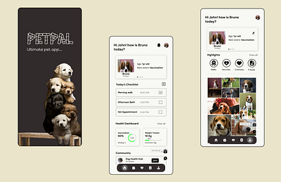 PetPal Mobile App For Pets cats community hub design dogs figma gallery healthcare images mobile app pets ui ux