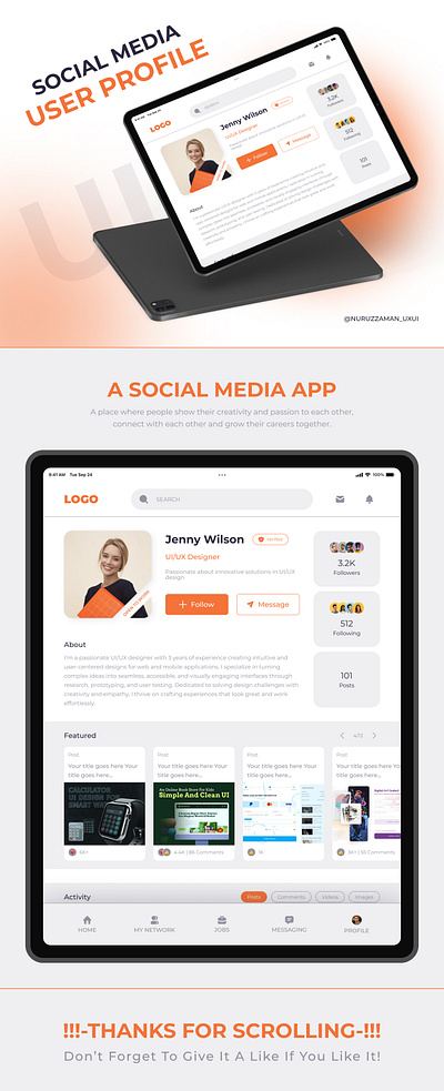 Social Media Mobile App User Profile Design in Figma #DailyUI app interface design creative app design daily ui minimalist ux mobile app ui design modern ui design profile page concept profile page ui social media app design social media mobile app social media ux design ui challenge ui design uichallenge uiux user centric design user interface user profile design web design