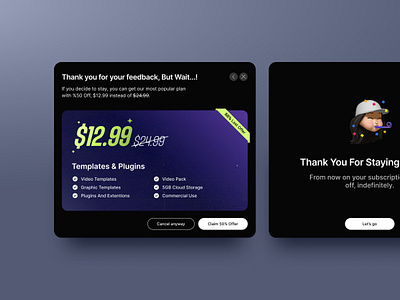 Sales Offer Modal Cards for Website card components discount marketing design modal popup promotion survey ui web design webdesign