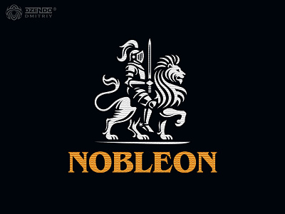 NOBLEON logo armor knight logo branding brave knight design chivalry logo epic logo design fantasy logo heraldic logo heroic logo knight logo lion rider logo logo mascot logo medieval logo design mythical creature logo powerful mascot design strong brand identity symbolic logo