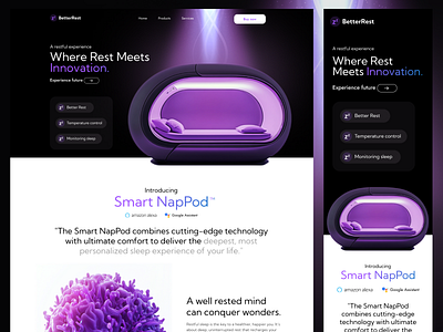 Better Rest - An AI Powered Sleeping Pod Landing Page ai artificial intelligence best shot color pallete design ui uiux userexperience userinterface ux vibrant