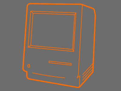 Old School apple computer gray icon illustrator mac macintosh old school orange outlines throwback vector