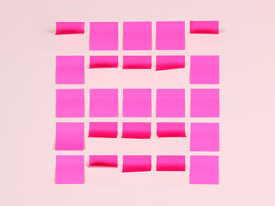 Project #38 5 by 5 5x5 custom type found typography grid pink post it notes post its typography