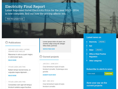 Website UI for a regional Authority content grey ui